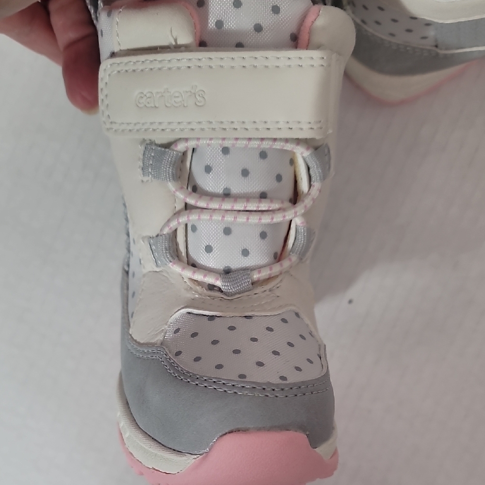 Carter's Polka Dot Kids Boots - Pink, Gray, and White - Picture 4 of 4
